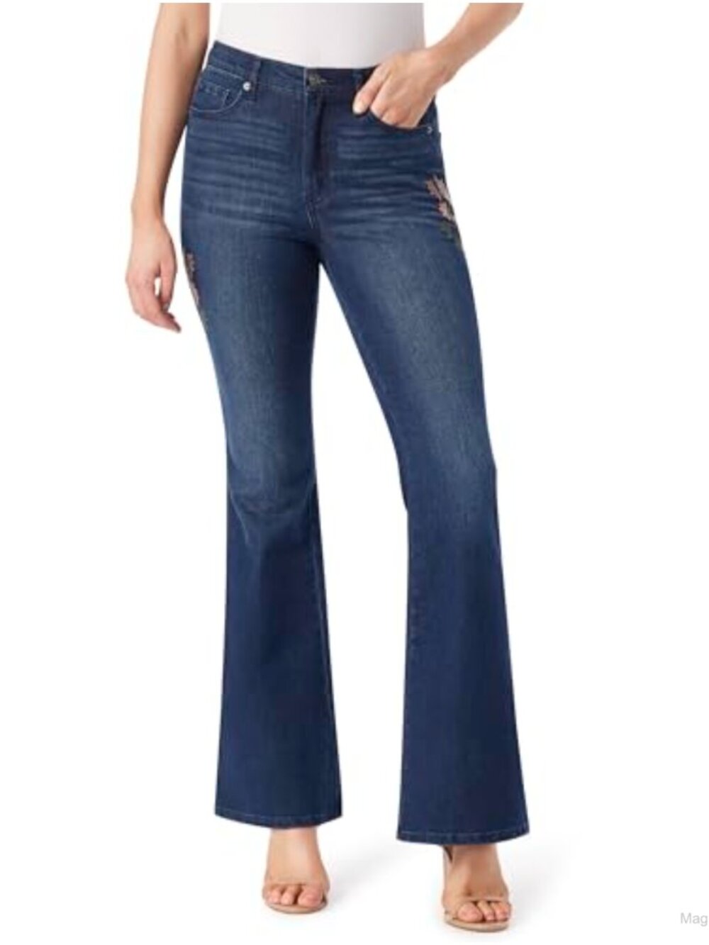 High Rise Fitted Flare Jeans Stretch Denim Bell Bottom